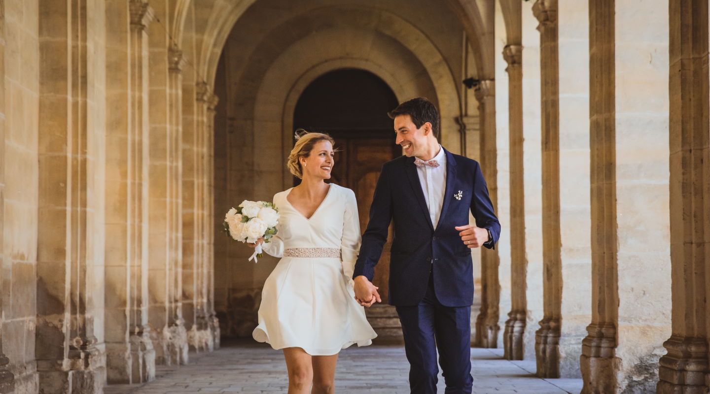 illustration photographe mariage cloitre abbaye aux hommes de Caen, Normandie, France